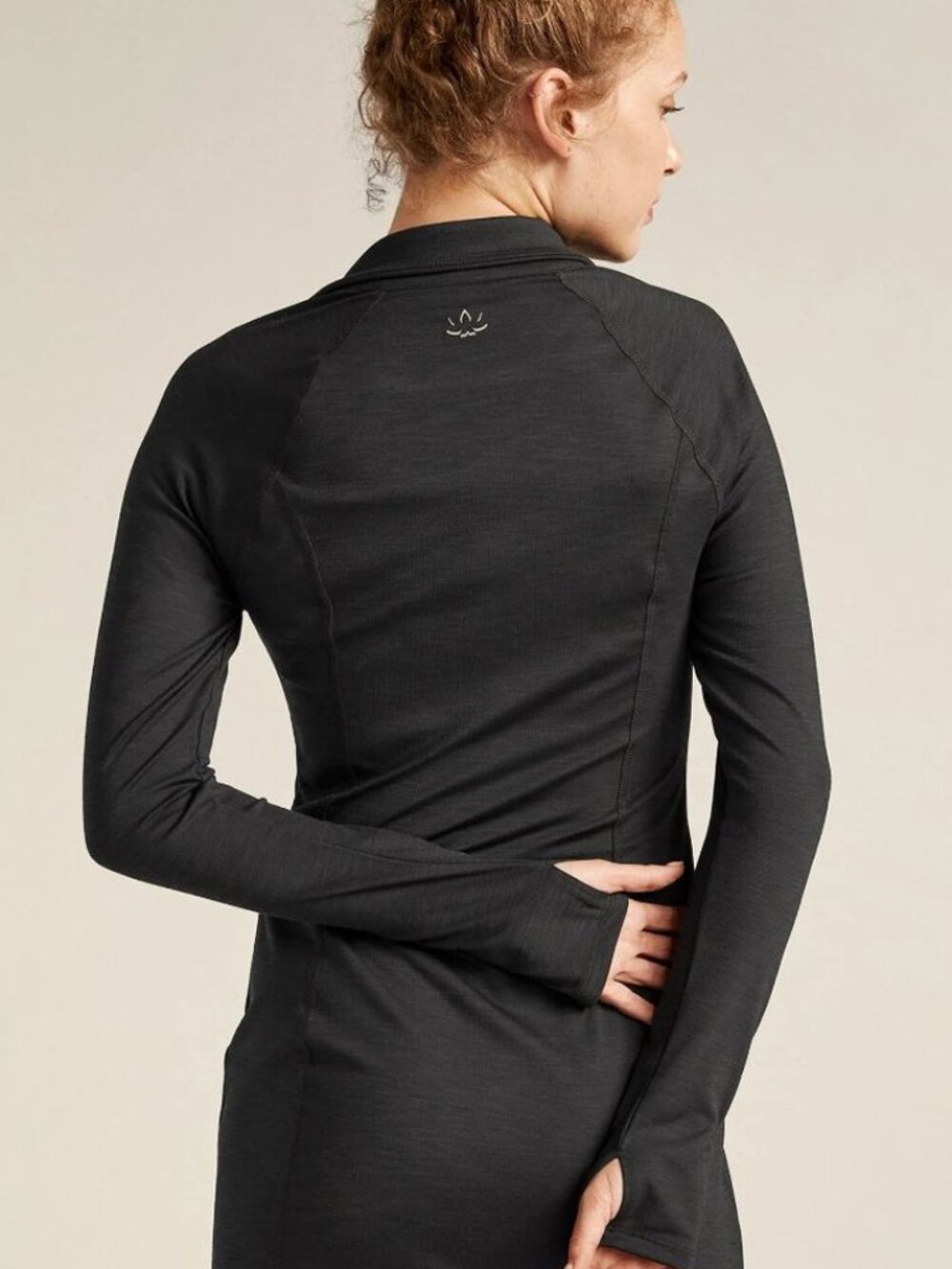 NWT Beyond Yoga Small Heather Rib Westside Long Sleeve Dress in Black - Picture 3 of 7